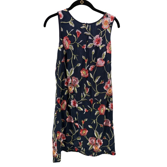 Jessica Howard Dresses & Skirts - Jessica Howard Navy Blue Floral Embroidered Mesh Shift Dress Size 8P Sleeveless